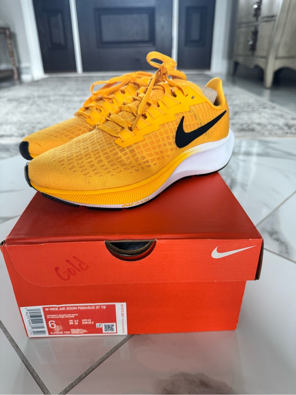 Nike Womens Running Shoes - Yellow with Black Swoosh